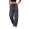 thumbnail image 5 of PInxai Womens Pants Drawstring Elastic Waisted Casual Athletic Trousers Loose Fitting Running Pants with Pockets,Dark Gray,M, 5 of 7