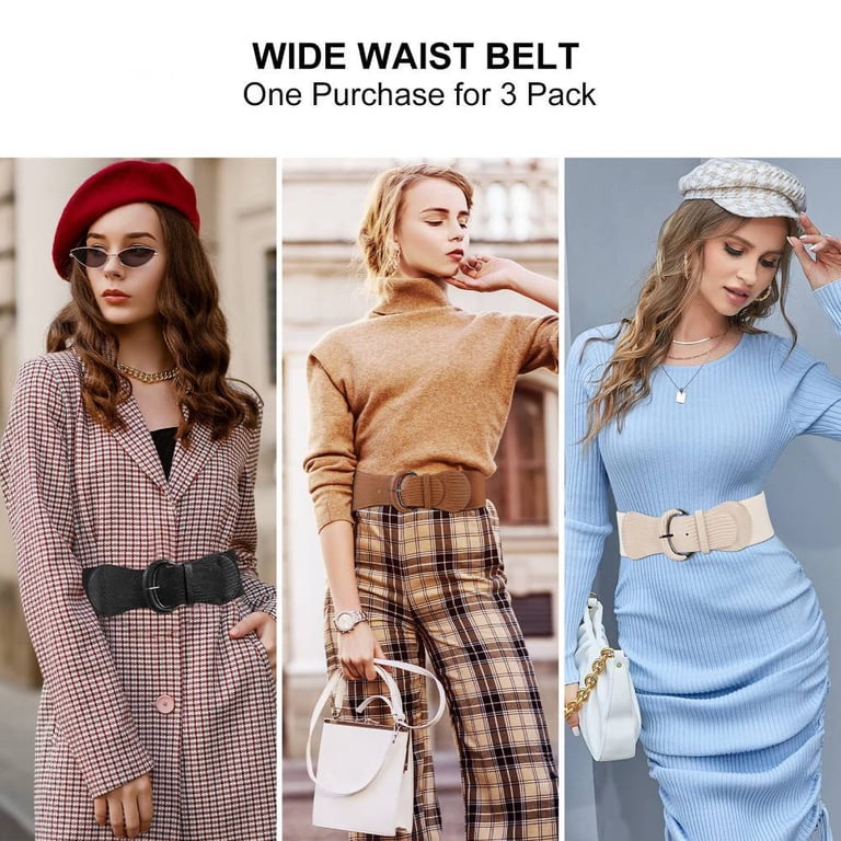 3 Pack Women Wide Elastic Waist Belt, Vintage Dresses  display picture 1