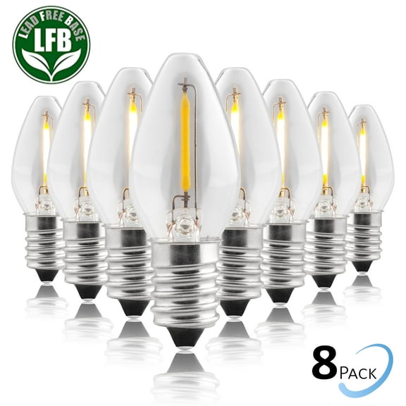 LED Night Light Bulb – C7 E12 LED Bulbs – Candelabra Light Bulbs, 1 Watt Equivalent 10W Incandescent Bulb, Warm White 2700K, Window Candles & Chandeliers Replacement Bulb, 8 Pack