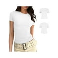 thumbnail image 6 of Caoirhny Women's Ribbed Tops Slim Fit Round Neck Short Sleeve Stretchy Solid Color Basic T-Shirts for Summer, 6 of 7
