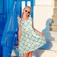 thumbnail image 3 of Girls Dress Green Gold Bow Sleeveless Dress for Girls Hem A-Line Casual Sundress, 3 of 7