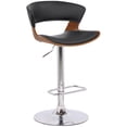 thumbnail image 1 of Karine Adjustable Swivel Black Faux Leather and Walnut Wood Bar Stool, 1 of 9