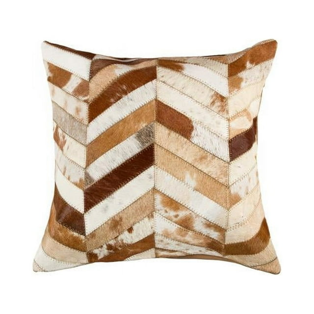 676685024763 Naturel 18 x 18 Po. Coussin Chevron Turin - Marron & Naturel