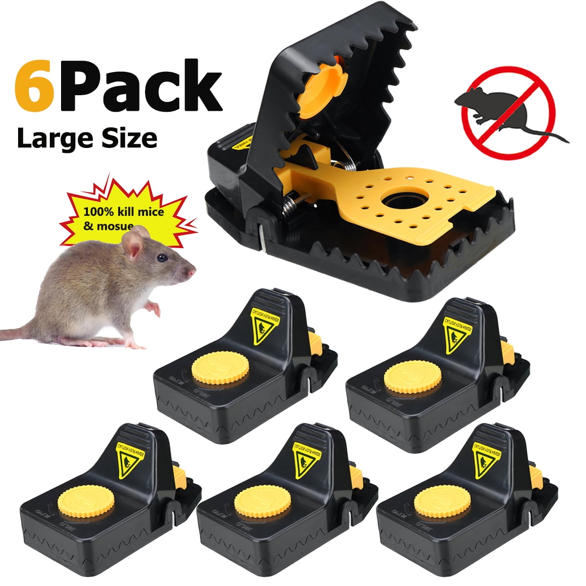 6pcs Reusable Mouse Traps Rat Trap Rodent Snap Trap Mice Trap Catcher Killer
