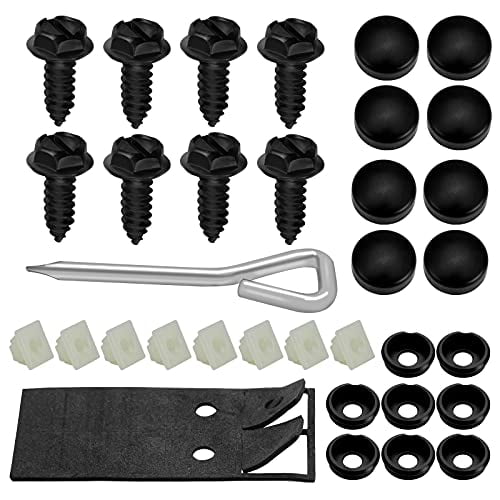 8 Groups Number Plate Screw Caps Car Number Plate Screws Caps and Screws Number Plate Fixings for Fix The License Plate Number Anti Theft Performance Upgrade