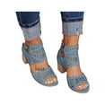 thumbnail image 1 of Daeful Sandales à Talons pour Femmes, Talon Épais, Chaussures Décontractées, Bout Ouvert, Mode, Bleu 6, 1 of 7