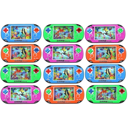 Dual Pack Games - 12 Pack of Water Ring Game Machine Arcade Video Children's Kid's Toy Handheld Water Game (Colors May Vary) Fun party favor, goodie bag or stocking stufferg,