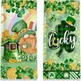 Happy St.Patrick's Day Top Hat Shamrock Kitchen Dish Towel Set of 2