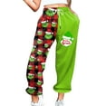 thumbnail image 2 of Green Printed Christmas Pajama Pants, Soft & Warm Pajama Pants Sleepwear Green Plush Christmas Print, Green Pajama Joggers(Dark Green, XXL), 2 of 6