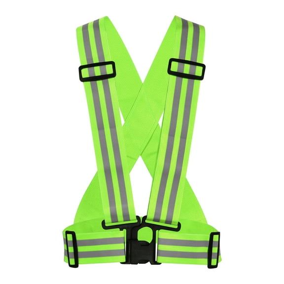 Uxcell Reflective Vest Adjustable High Visibility Safety Vest 2 inch Strip for Cycling Running Walking Green