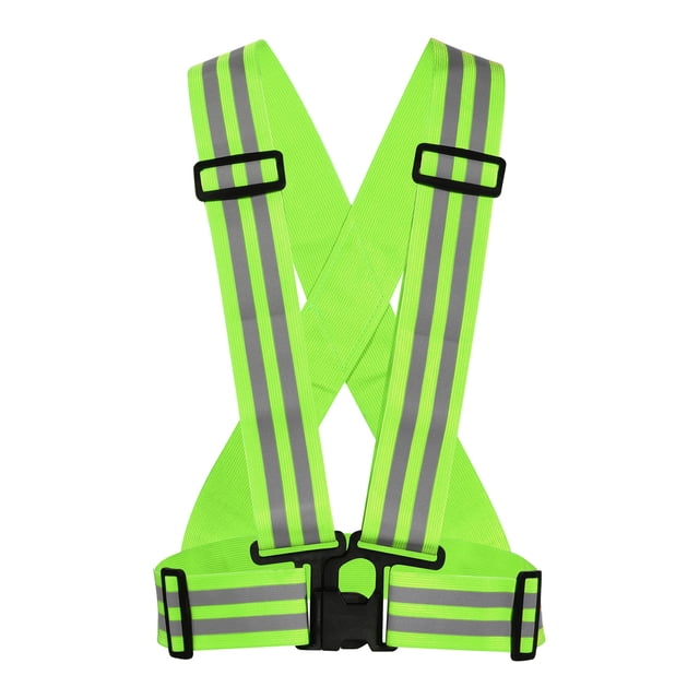 Chaleco Reflectante Ajustable de Alta Visibilidad Uxcell con Franja de 2 Pulgadas para Ciclismo, Correr y Caminar Verde