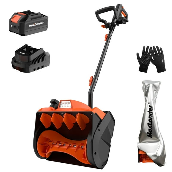 MAXLANDER 20V Cordless 12-Inch Electric Snow Shovel Blower, Adjustable Handle, Complete Kit with 4.0Ah Lithium Battery, 1A Corded Single-Port Charger & Protective Storage Cover IncludedMAXLANDER 20V