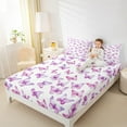 thumbnail image 4 of jejeloiu Kawaii Butterfly Full Size Sheets,Cartoon Fly Animal Bed Sheets,White Purple Sheet Sets For Girls Teens,Ultra Soft Home Decor,4pcs, 4 of 7