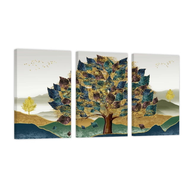 Cuadro Decorativo Tríptico Vertical Hojas de Mármol Canvas Revolution Set De 3 Cuadros 30x45 cm