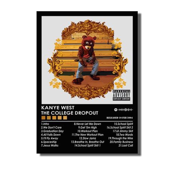 Rap Singer Kanye West Art Poster, Pop Music Album Cover High-definition Printed Canvas Painting, Home Wall Decoration, Frameless. Size: 50*70 cm, frameless.,DD03-01