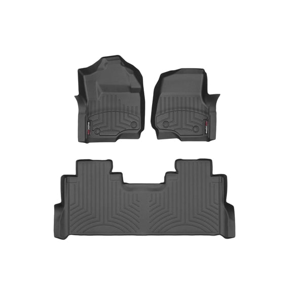 WeatherTech Custom Fit FloorLiners for Ford Super Duty (Crew Cab, Bench Seats) W/Fold Flat Storage - 1st & 2nd Row (441012-1-3), Black
