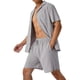 thumbnail image 2 of Sunloudy Conjunto de traje de 2 piezas para hombre, camisa de manga corta con cuello vuelto de color sólido + pantalones cortos para el verano Sunloudy  S/M/L/XL/XXL, 2 of 9