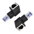 thumbnail image 1 of HUGFEGWE 2 Pack Rallonge Réseau RJ45, Angle Bas à 90 Degrés Ethernet LAN RJ45 Mâle à Femelle Adaptateur de Rallonge pour Cat5 Cat5e (RJ45 Duvet) CJ25311-4283, 1 of 5