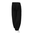 thumbnail image 5 of TRUBKH Linen Pants Women High Waisted Fashion Drawstring Lightweight Cruise Pants Palazzo Pants Wide Leg Linen Pants Boho Bottoms Palazzo Pants Plain Drawstring Trousers Tapered Pants Black 4XL, 5 of 5