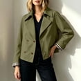 thumbnail image 6 of Tqcoqu Cropped Trench Coat for Women,Long Sleeve Double Breasted Lapel Casual Loose Fit Jackets with Pockets, 6 of 9
