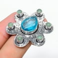thumbnail image 2 of Blue Topaz, Prehnite Handmade 925 Sterling Silver Gift Ring Size 8, 2 of 2
