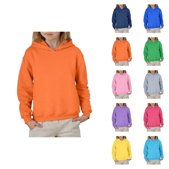 Plain Hoodies for Kids Fall Winter Long Sleeve Casual Basic Hooded Sweatshirt for Boys Girls Children Pullover Tops