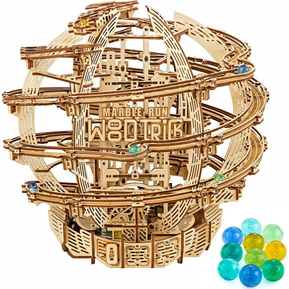 Wood Trick Wooden Marble Run Electric Motorized - 3D Wooden Puzzles for Adults to Build - 17x16 - Marble Maze Wooden Model Kits for Adults to Build