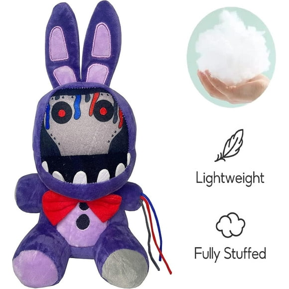 Withered Purple Bunny Plush Toys, 11 Inches FNAF Security Breach Bonnie Doll, Collectible Nightmare Freddy Plush Toys (Withered Purple Bunny)