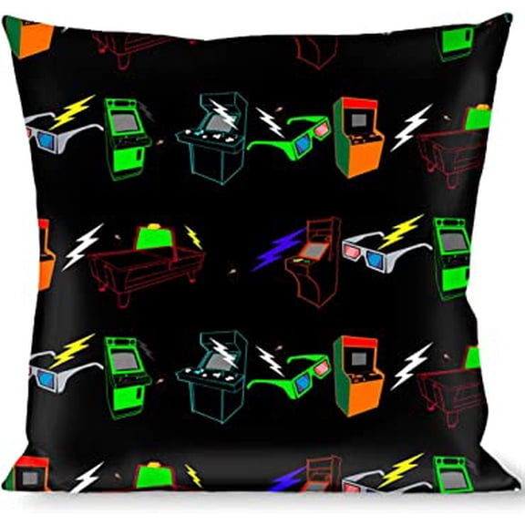 Pillow Decorative Throw Eighties Arcade Black