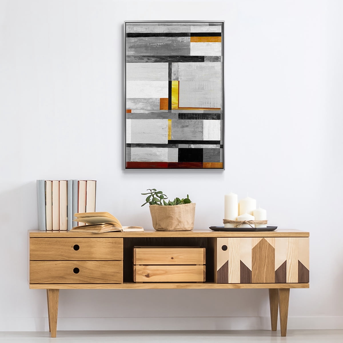 Retro Spectrum V7 Framed Premium Gallery Wrapped Canvas - Ready to Hang - 17 x 25 - Silver Floating Frame