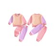thumbnail image 2 of RUINIXCW Toddler Baby Girls Fall Outfit Contrast Color Long Sleeve Sweatshirt Pants, 2 of 8