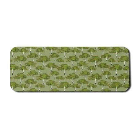Woodland Computer Mouse Pad  Wildlife Scene of Trees in a Forest  Rectangle Non-Slip Rubber Mousepad Large  31  x 12  Gaming Size  Olive Green Pale Green  by Ambesonne