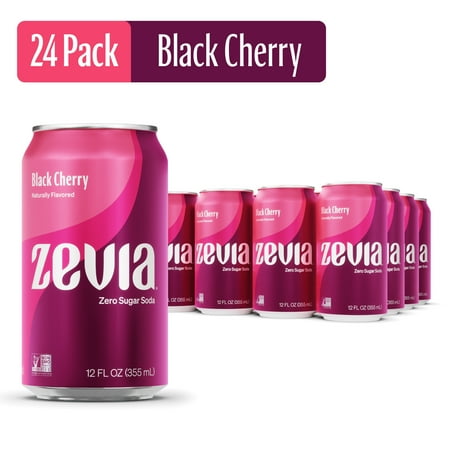 (Better if Used By Feb 01 2025) Zevia Zero Sugar  Black Cherry Soda  12 Fl Oz (Pack of 24)