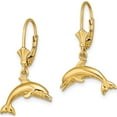 thumbnail image 2 of 14K Yellow Gold Stylish, Charming Polished 28 Mm 16.2 Jumping Dolphin Leverback Earrings, 2 of 4