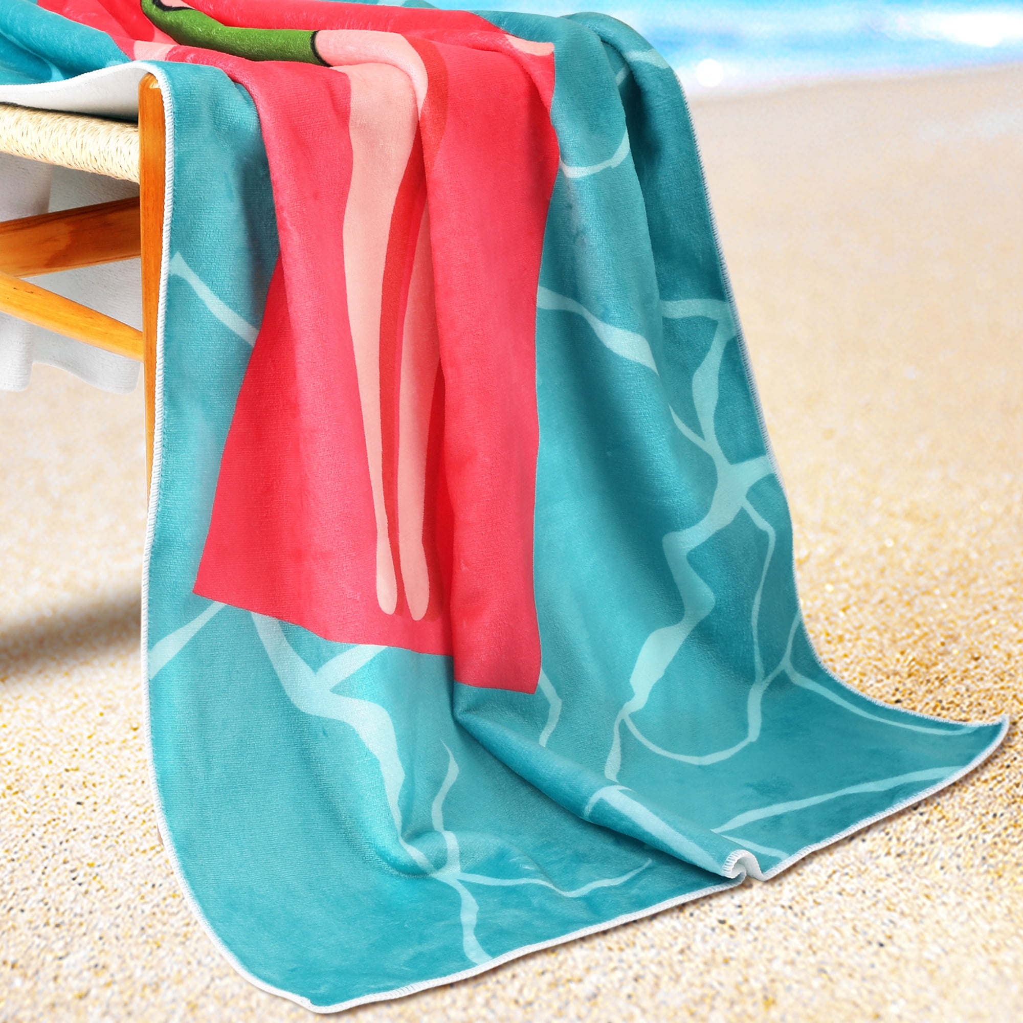 Unique Bargains Oversized Beach Towel Absorbent Quick Dry Thick Pool Towels for Swimming Wave