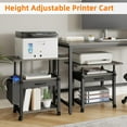 thumbnail image 2 of 22"x15" Large Printer Stand with Drawer and-side Bag, Adjustable 3-Tier Printer Cart for Home Office, Rolling Printer Stand Fit Heat Press/Laser/3D Printer (Grey), 2 of 15