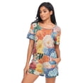 thumbnail image 5 of Women Pajama Sets Short Sleeve Sweatshirts Vibrant Floral Medley Casual Tops and Shorts, 5 of 7