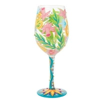 Lolita Fashion Florals Hand Painted Wine Glass 9in H