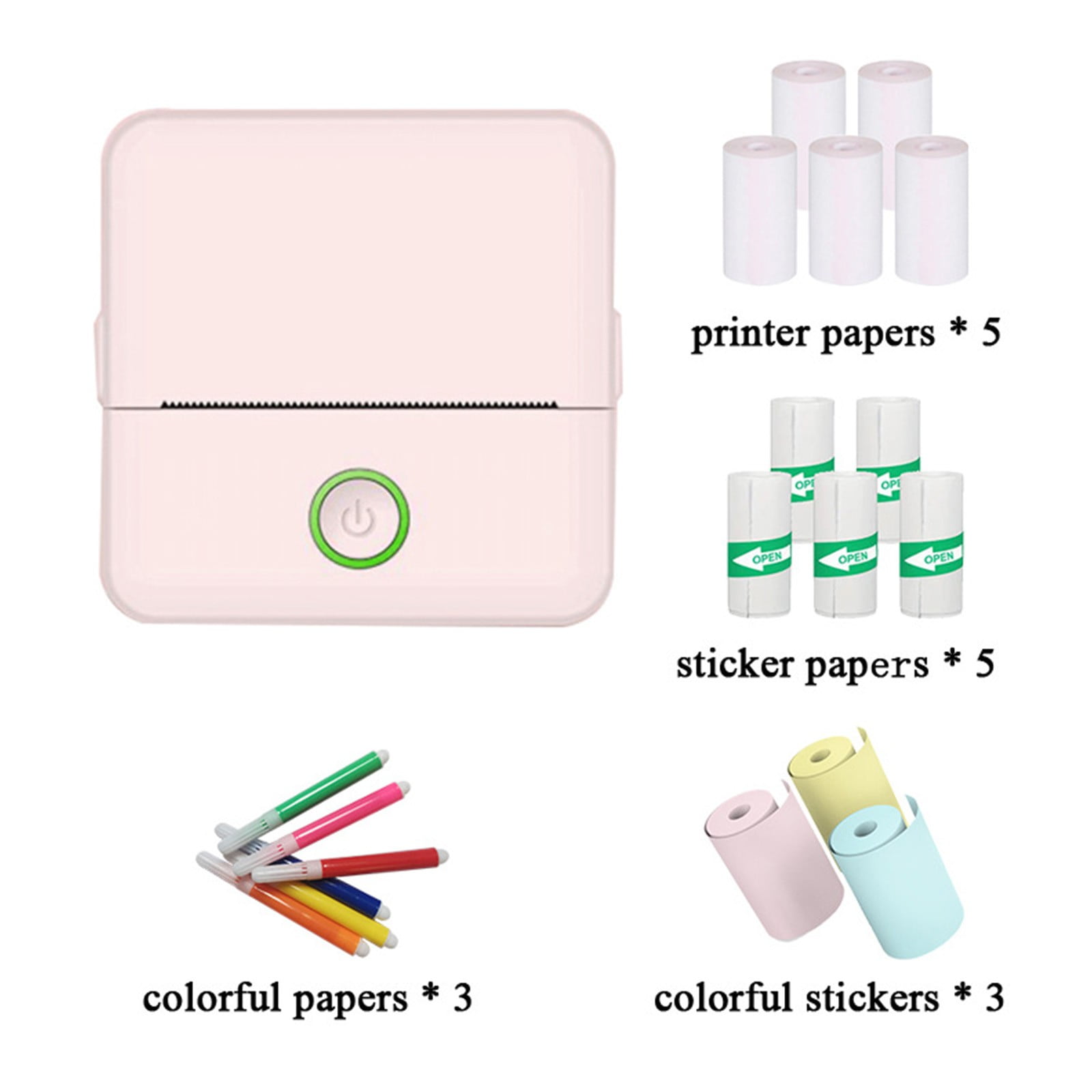 Bluetooth Mini Printer Ecohintz Portable Mini Bluetooth Thermal Printer - Wireless Sticker Maker for Phone & Tablet, Compact Design, Includes Paper Roll & Charger for Notes, Photos, Journaling