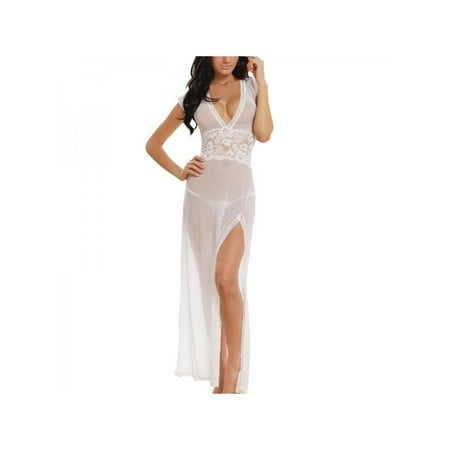 

Alvage Women One Piece Lingerie Deep V Lace Bodysuit Mosaic Lace Teddy Mesh Skirt