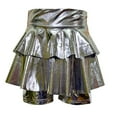 thumbnail image 2 of LYHaoo Girls Glitter Sequin Dance Dress Performance Tutu Skirt With Matching Shorts For Stage Recital Party，Girls Casual Dresses Sizes 10-11 Years Silver, 2 of 3