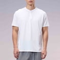 thumbnail image 5 of NuoCaiYun Mens Henley Shirt 3 Button Short Sleeve Shirts Slim Fit Quick Dry Gym Tshirt Lightweight Casual Basic Tee, 5 of 6