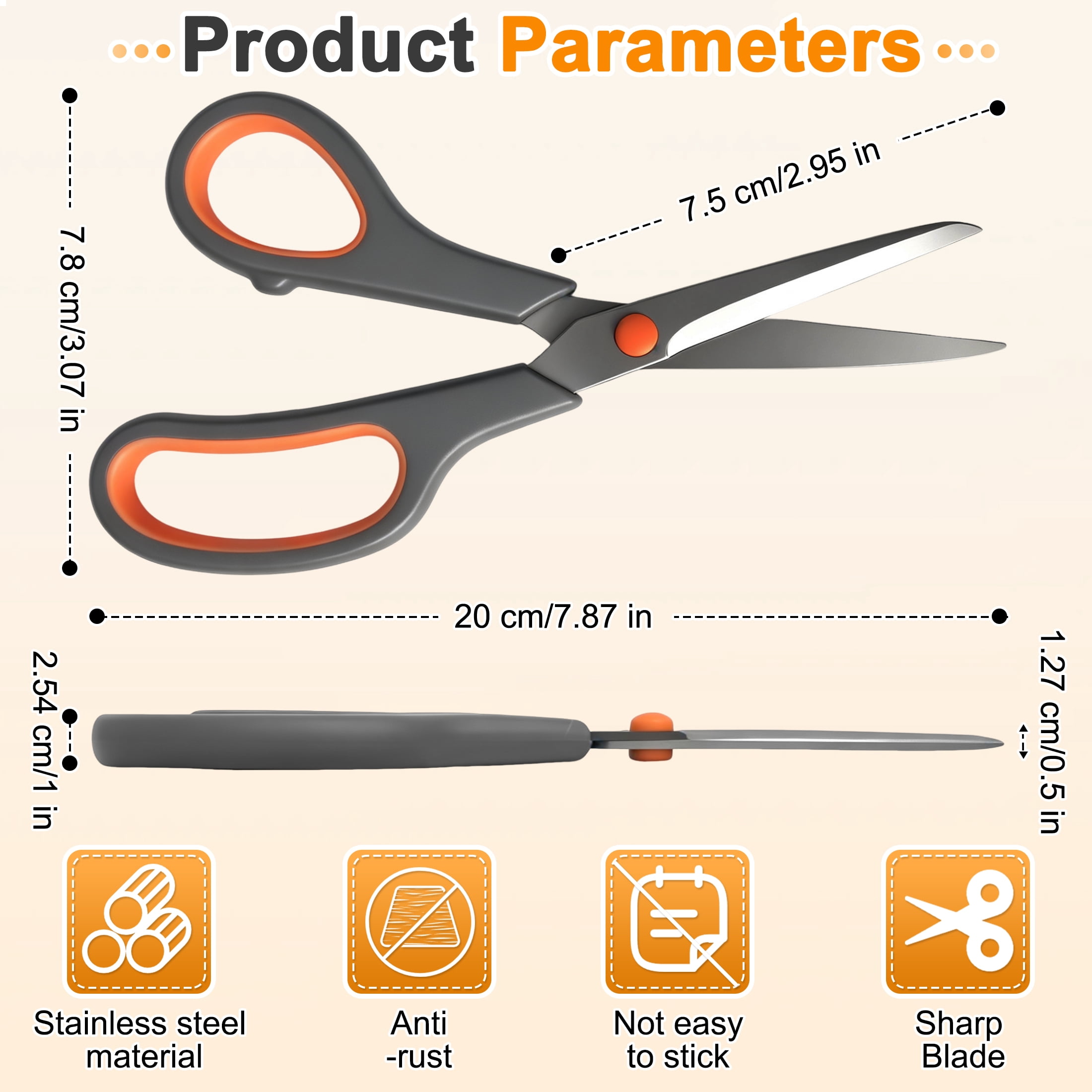 3 Pack Multipurpose Scissors, Multipurpose Stainless Steel Sharp Student&Office Scissor, Craft Scissors, Comfort‑Grip Hand Scissors for Office, School, Sewing, Home Use and Flower Trimming