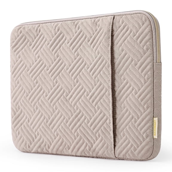 BAGSMART Laptop Sleeve for 13-13.3" Notebook, Protective Soft Padded Zipper Cover Carrying Computer Bag with Pocket, Compatible with MacBook Air/Pro Chromebook Tablet Ultrabook 14 inch, Light Tan