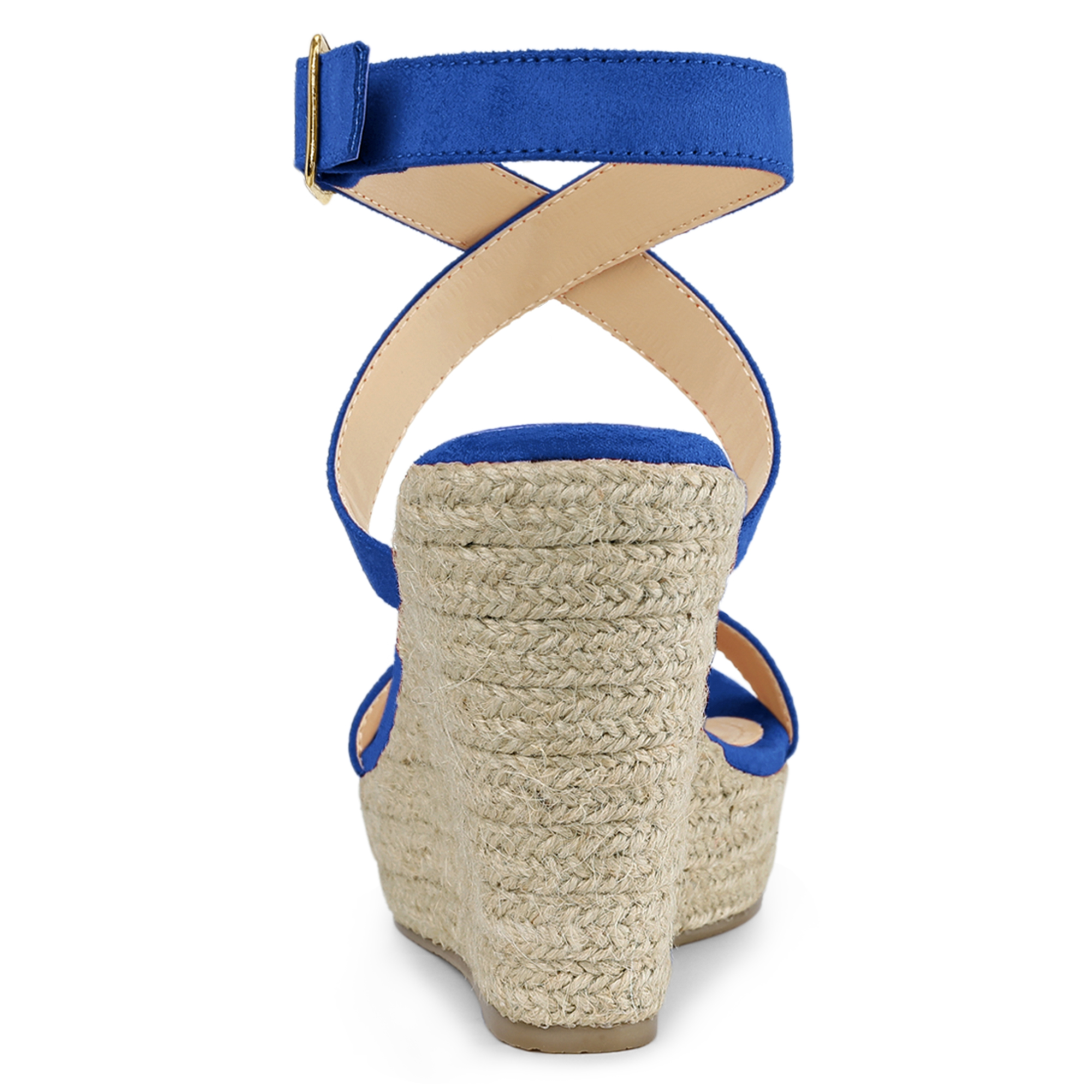 DARING DIVA Women's Slingback Crisscross Wedges Heel Espadrille Sandals Royal Blue 10