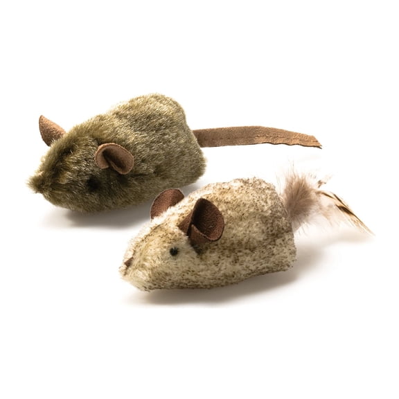 OurPets Play-N-Squeak Twice the Mice Cat Toy Interactive Catnip Toys Real Mouse Sound, Pack of 2