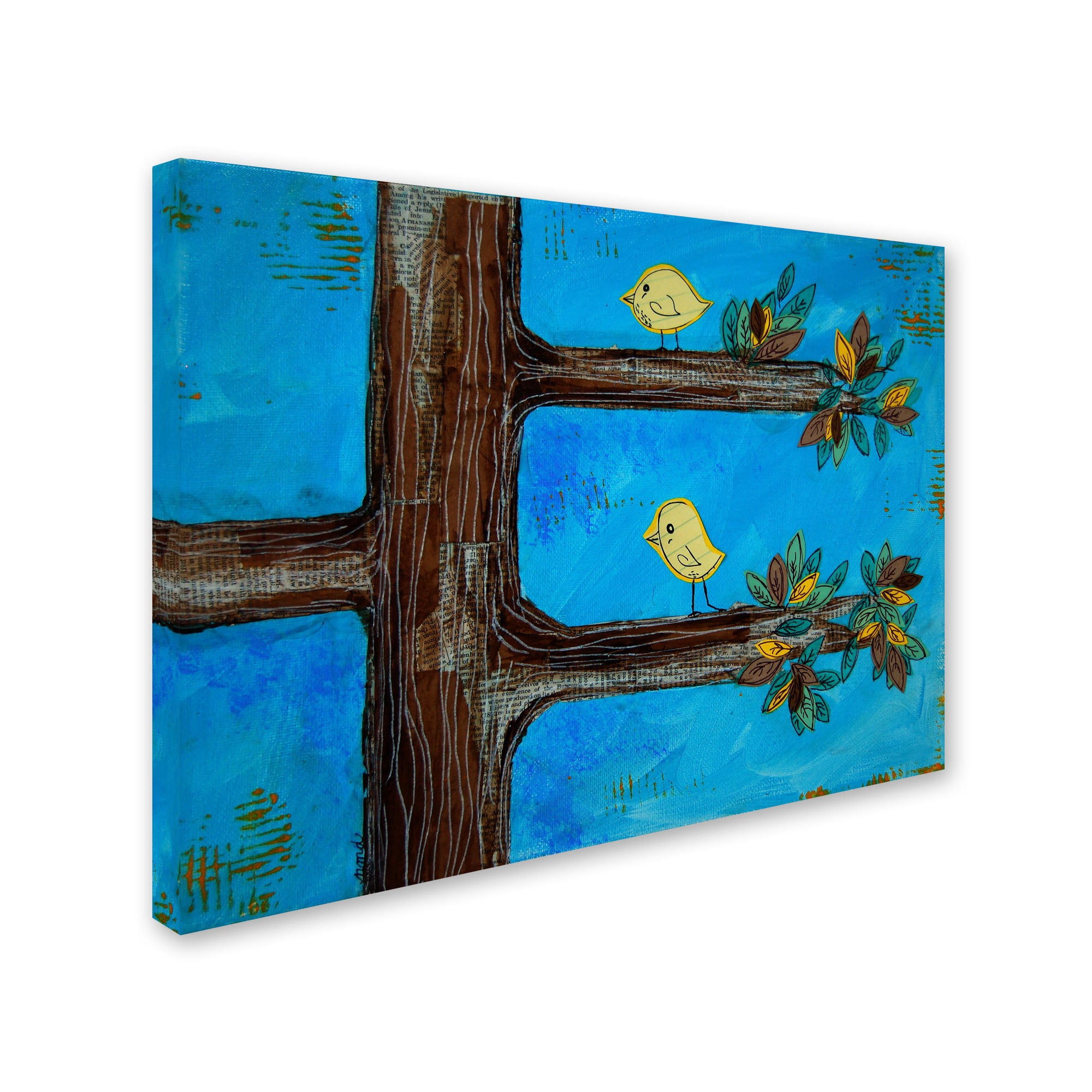 Trademark Fine Art "Birds in a Tree Mixed Media" Canvas Art by Nicole Dietz