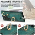 thumbnail image 2 of SaniMore for Samsung Galaxy S23 Ultra Case, Card Slots [Up to 2] Carabiner Finger Ring Stand Magnetic Car Mount PU Leather Skin Soft Shockproof TPU Anti-drop Anti-scratch Wallet Shell -Green, 2 of 8