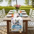 thumbnail image 4 of Blue Truck Cow Table Runner, Animals Spring Floral Butterfly Wooden Washable Cotton Linen Table Runners 90 Inches Long, Dresser Scarf Runner for Dining/Coffee/Kitchen/Hallway Tables 13''x90'', 4 of 9