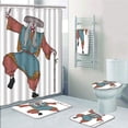 thumbnail image 1 of EREHome Kabuki Mask Cultural Asian Character Posing Traditional Hat Makeup Costume 5 Piece Bathroom Set Shower Curtain Bath Towel Bath Rug Contour Mat and Toilet Lid Cover, 1 of 2